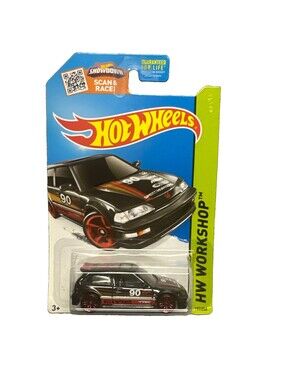 Hot Wheels ’90 Honda Civic EF Black HW Workshop Series Die-Cast Car #197/250